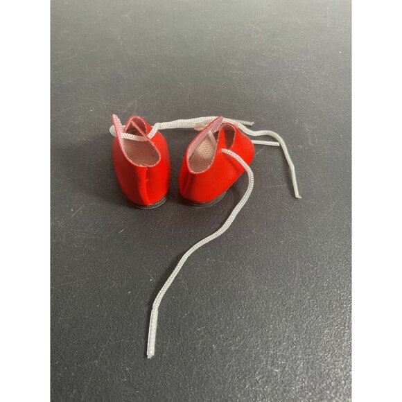 Miniature Red Doll Shoes With White Laces - Picture 2 of 4